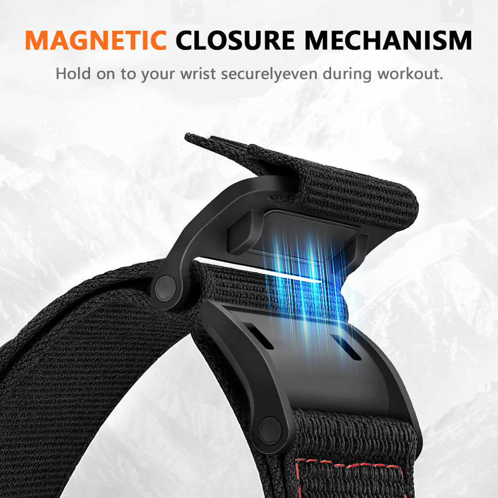 Magnetic Loop Climbing Nylon Canvas Sports Velcro Watch Strap