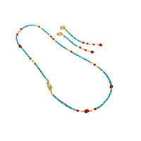 Removable Tassel Necklace With Apatite And Red Agate Beads