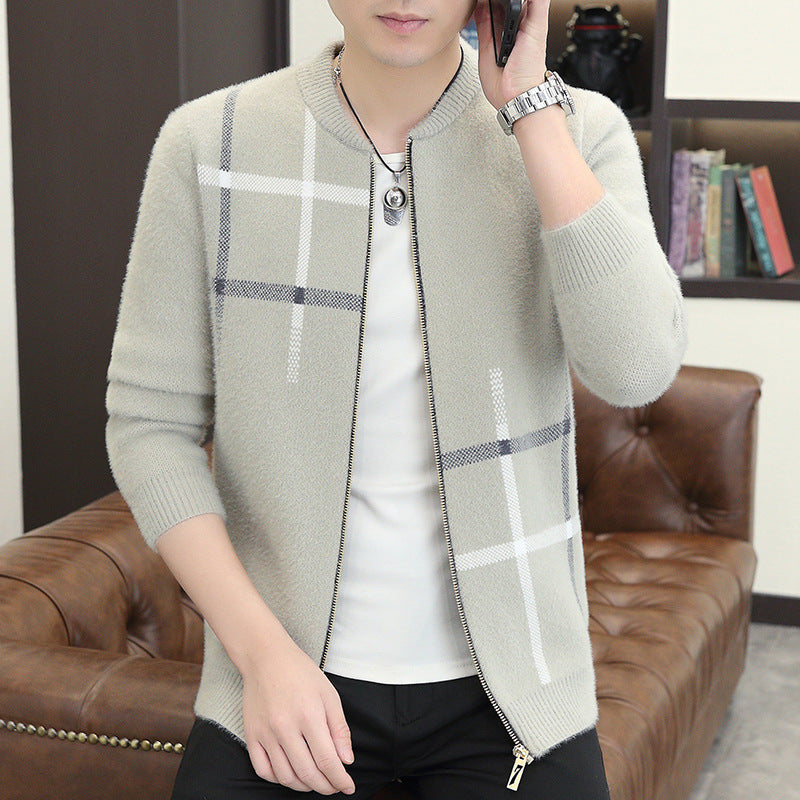 Mens Sweater-Like Casual Jacket In Mink Velvet