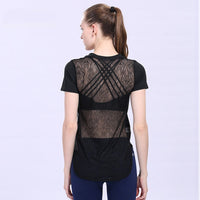 Yoga T-shirt Sport Woman Slim Short Sleeve