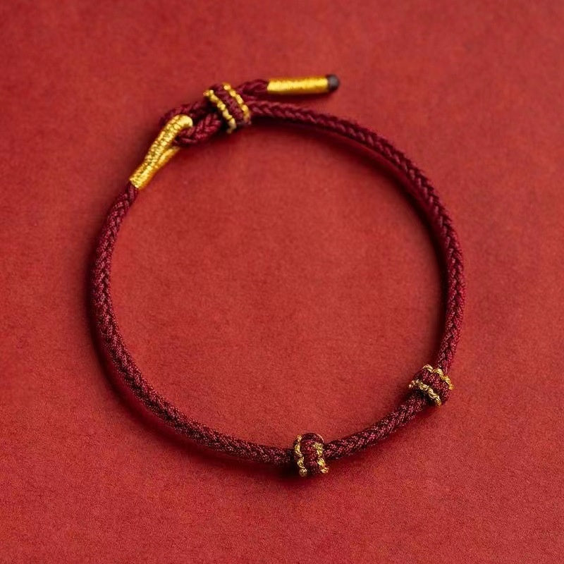 Semi-finished Products Beads Threading Gold Accessories DIY Hand-woven Red Rope