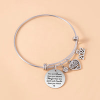 Crystal Heart Tree Of Life Charm Bracelet Inspirational Adjustable Stainless Steel Bangle