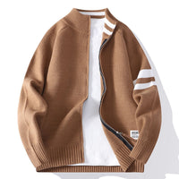 Mens Thermal Knitted Jacket With A Mock Neck And Long Sleeves