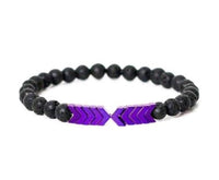 Purple Arrow Volcanic Stone Lava stone Magnetic Bracelet