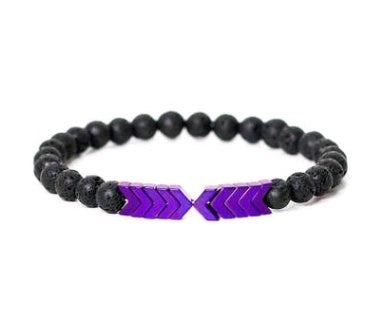 Purple Arrow Volcanic Stone Lava stone Magnetic Bracelet