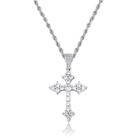 Retro Cross Pendant With Full Zirconia, Simple Religious Necklace For European And American Styles