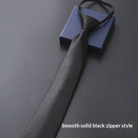 Mens Business Formal Zipper Tie With Blue Stripes