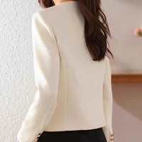 Womens Casual Cropped Jacket With A Crew Neck