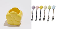 Creative SUNFLOWER Stainless Steel Fruit Fork Ceramic Storage Tank Kitchen Gadgets