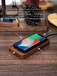 Creative Black Walnut 15W Wireless Fast Charge Wooden Tray Wireless Charger