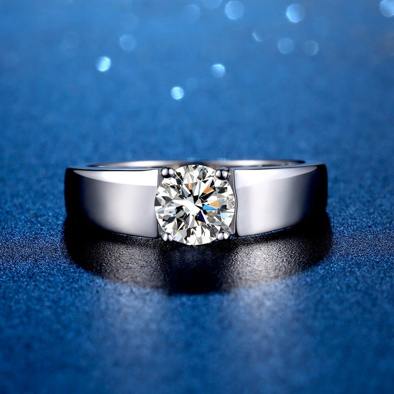 Sterling Silver Moissanite Ring Temperament Adjustable Opening