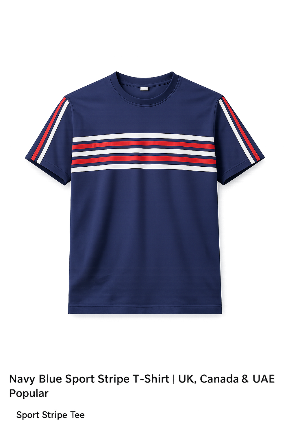 Men's Striped Cotton Crew Neck T-Shirt Summer Tee (For U.k Only)