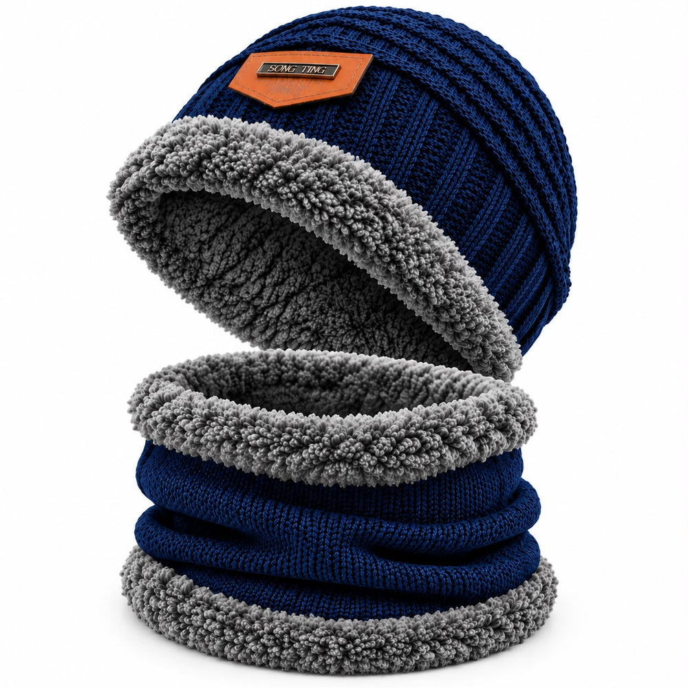 Ladies Winter Bobble Hat Touchscreen Gloves Set Thermal Lined Knitted Beanie