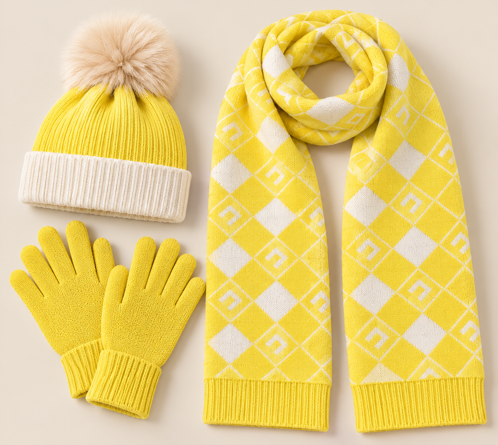 Ladies Winter Hat Scarf & Gloves 3 Piece Matching Set Fleece Lined One Size