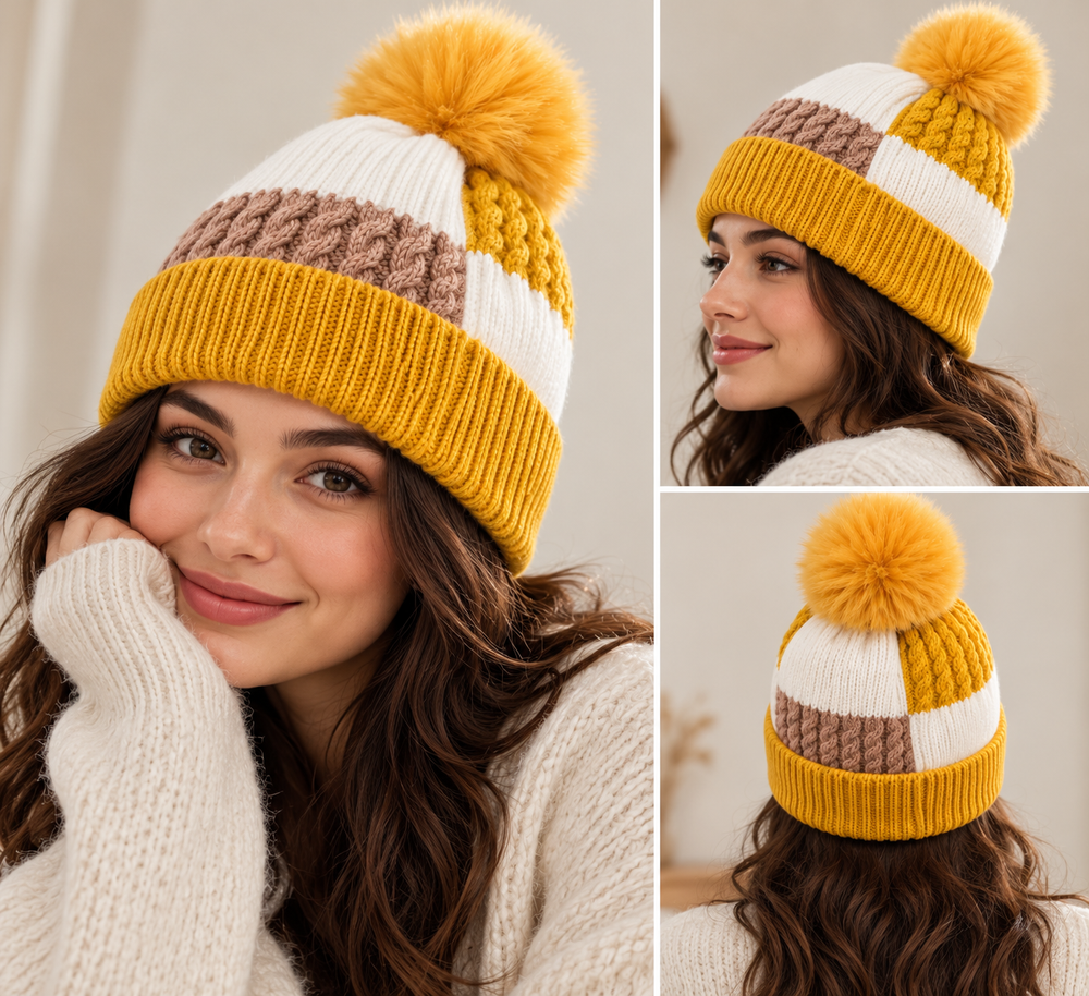Men's and Women's Knitted Pom Pom Beanie Hat (UK Delivery 3-5 Days)