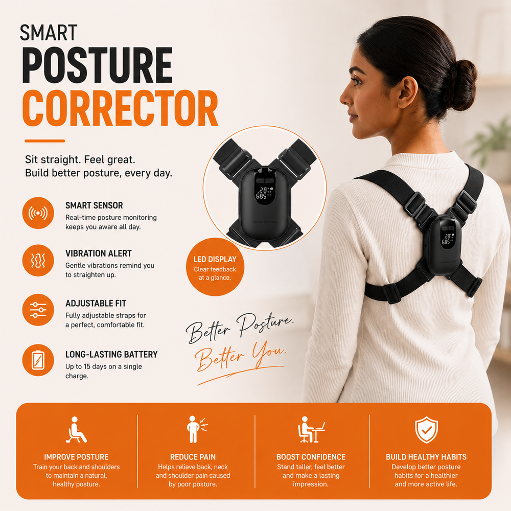 New Adjustable Anglel Smart Posture Corrector For Adults Children Correct Hunchback Clavicle Support Trainer Upper Back Brace Black