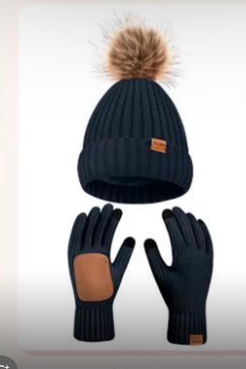 Knit Beanie & Touchscreen Gloves Set (Delivery 3-5 Days Only For UK)