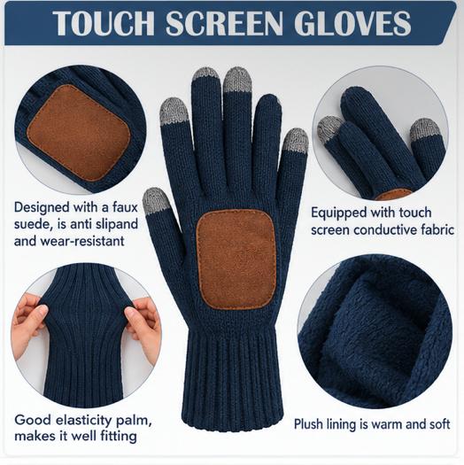 Knit Beanie & Touchscreen Gloves Set (Delivery 3-5 Days Only For UK)