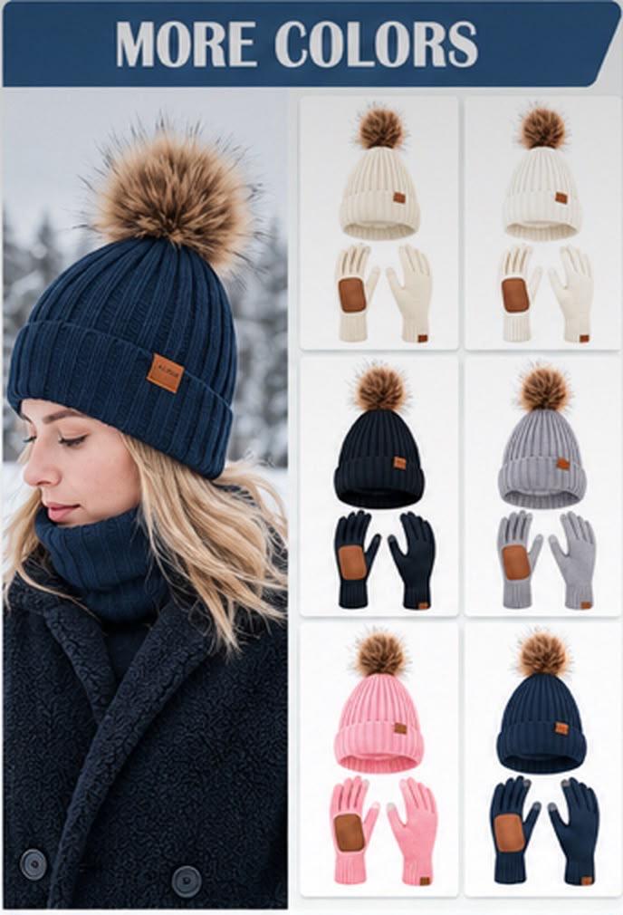 Knit Beanie & Touchscreen Gloves Set (Delivery 3-5 Days Only For UK)