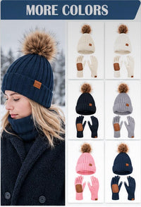 Knit Beanie & Touchscreen Gloves Set (Delivery 3-5 Days Only For UK)