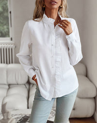 Elegant Striped Ruffle Button-Up Shirt for Women