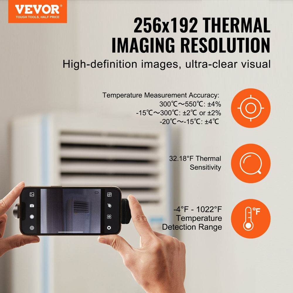 Wärmebildkamera Für Android Und IOS, Kabellose Infrarot-Wärmebildkamera Mit 256 X 192 IR-Auflösung, WLAN Und Visueller Kamera, Wärmebildkamera Mit 25 Hz Bildwiederholfrequenz Für Smartphones
