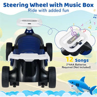 Kids Ride-On Sliding Car With Music Function, 3 Themes Sit-and-Scoot Toy For 19-36 Months (Shark)