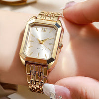 The Lady Is Just Wearing A Square Quartz Watch