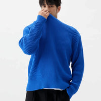 Mens Organic Cotton Ribbed Chunky-Knit Crew-Neck Sweater From Xinjiang