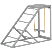 Chicken Activity Play for Healthy & Happy Animals, Swing Set with Chicken Perches & Hen Ladder, Chicken Coop Toy, Gray