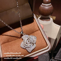 Fog Color Enchantress Camellia Gemstone Necklace Rich Charming Rose Zircon Earrings Bracelet Suit