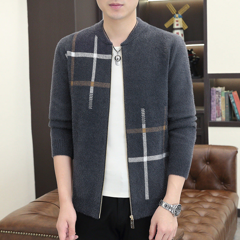 Mens Sweater-Like Casual Jacket In Mink Velvet