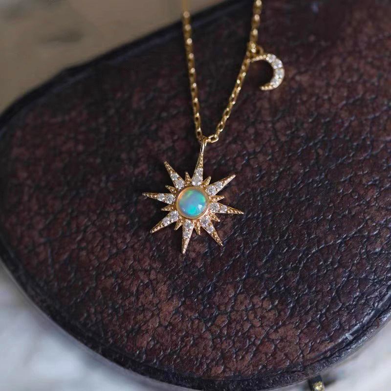 Sparkling Eight-Point Star Zircon Necklace For Women Elegant Light Luxury Style