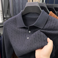 Loose-Fitting Solid-Color Casual V-Neck Knit Sweater For Middle-Aged Men