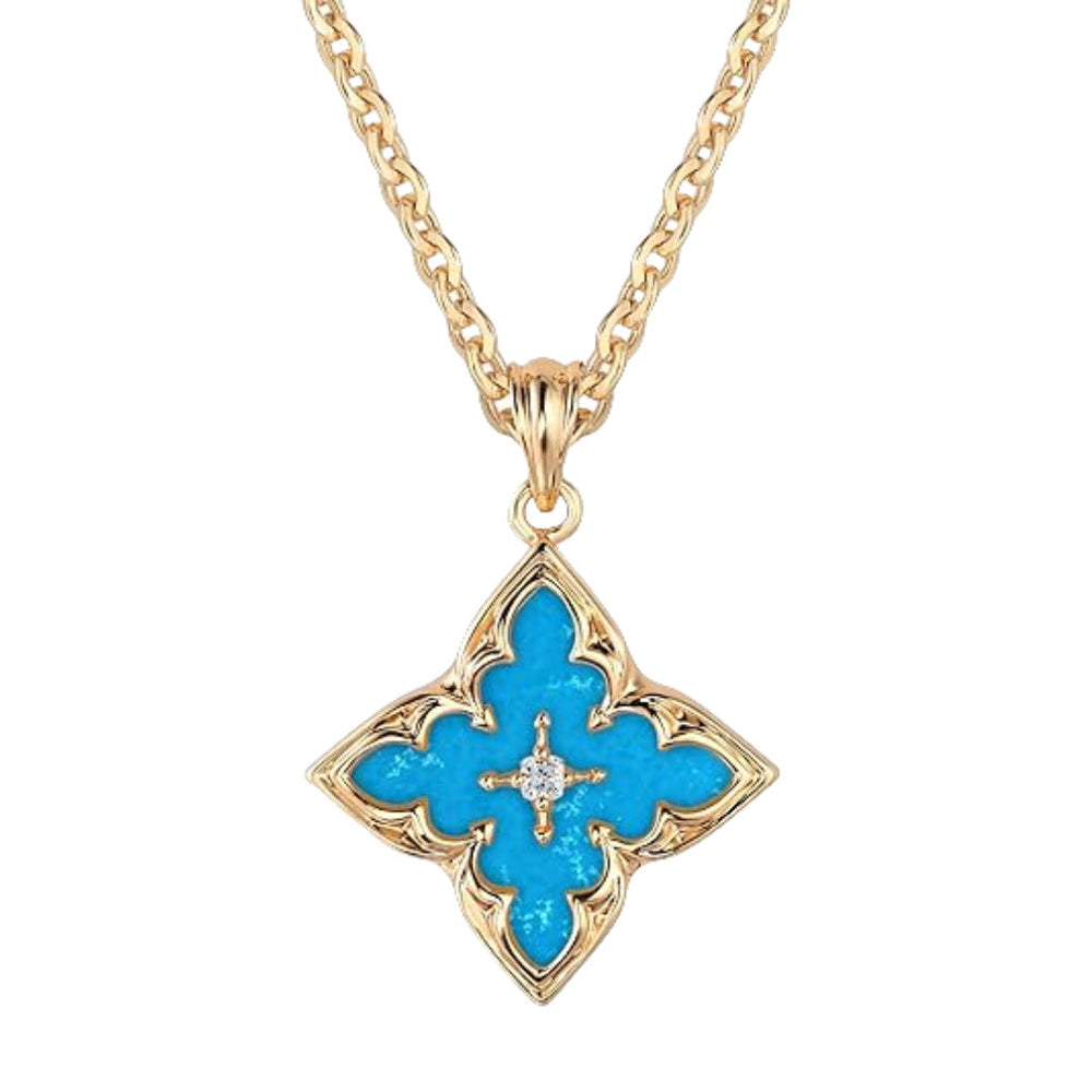 14k Gold-plated Zircon Pendant Necklace With A Clavicle Chain