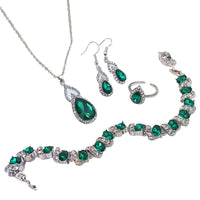 Light Luxury Zircon Necklace Earrings Open Ring Jewelry Suit