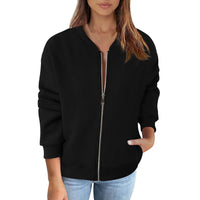 Women's Fashion Solid Color Zipper Jacket Coat