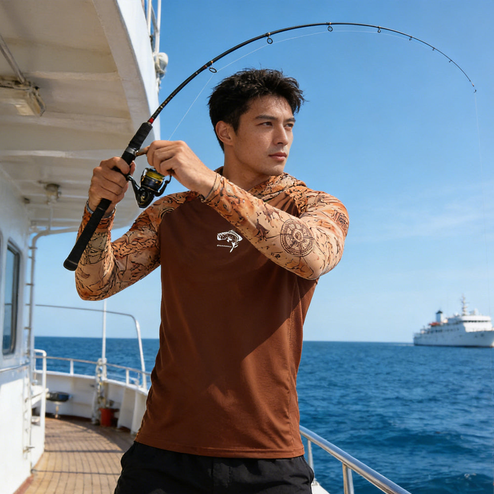 Fishing Hoodie UPF 50 Anti UV Sailing Shirt Surfing Summer Men Long Sleeve Hunting Jersey Camisa De Pesca Performance Fish Gear Beach Tops Wear Climbing Uniform Angling
