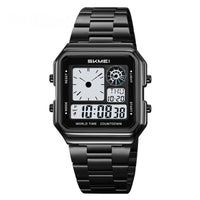 Square Steel-band Golden Waterproof Alarm Clock With A Luminous Digital Display