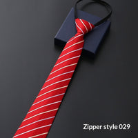 Mens Business Formal Zipper Tie With Blue Stripes