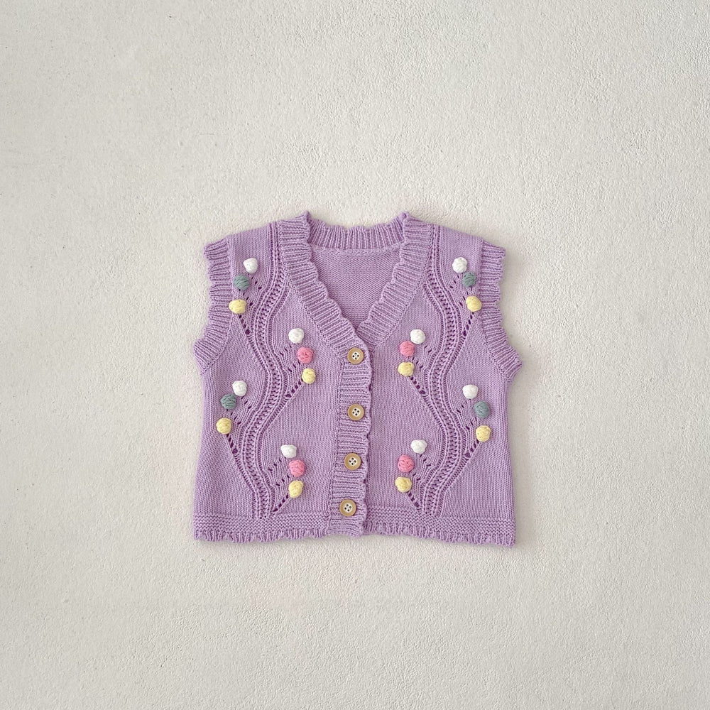 Cute Purple With Dot Children's Knitted Vest