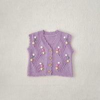 Cute Purple With Dot Children's Knitted Vest
