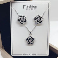 Real Gold Rose Light Luxury Fashionable Earring Necklace