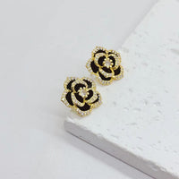 Real Gold Rose Light Luxury Fashionable Earring Necklace