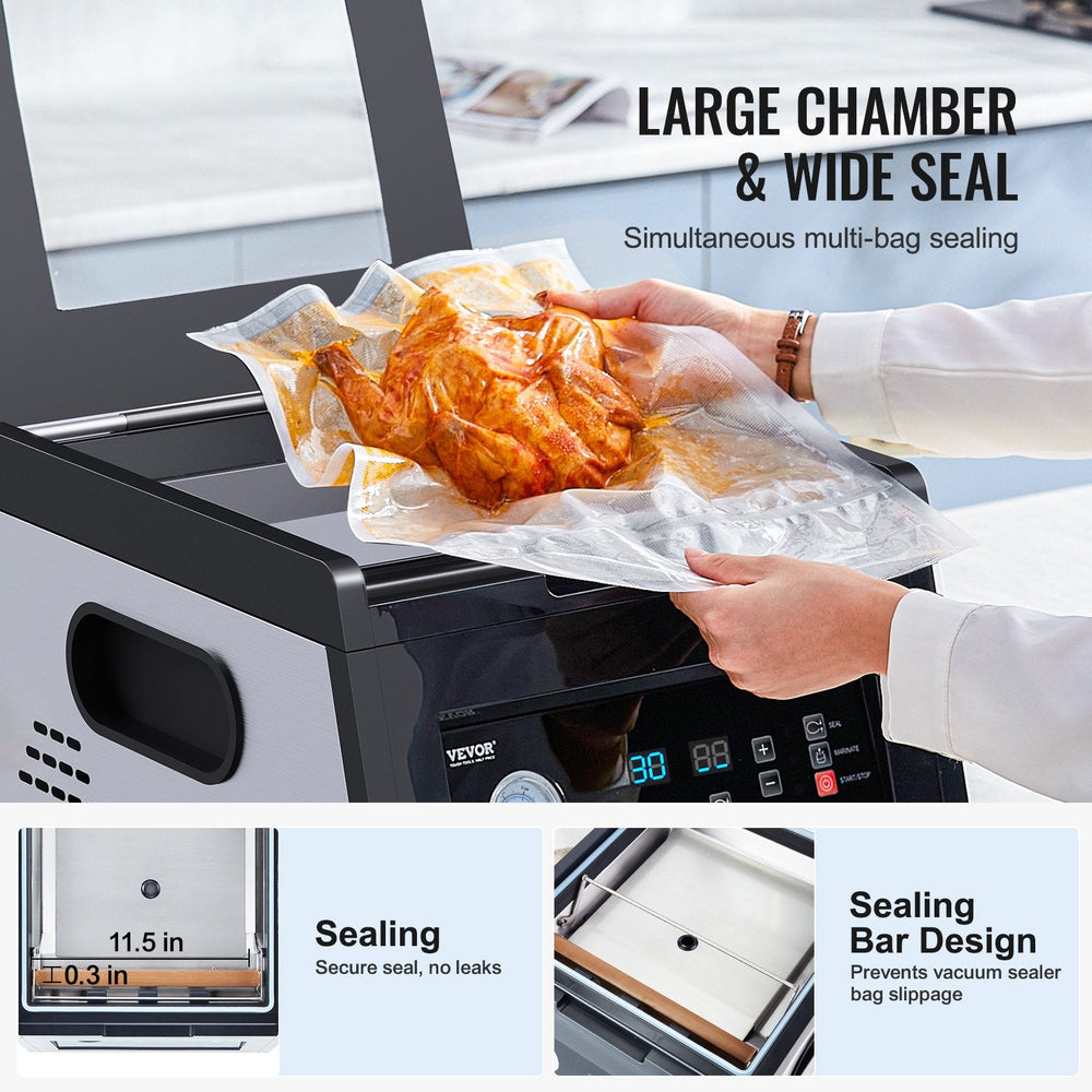 Chamber Vacuum Sealer, 380W Vacuum Pump Power, Sealing Bag Packing Machine For Wet Foods, Meat, Compact Design With 11.5 In Sealing Length, Ideal Commercial Sealer For Professional And Home Use
