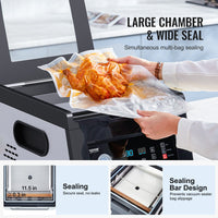 Chamber Vacuum Sealer, 380W Vacuum Pump Power, Sealing Bag Packing Machine For Wet Foods, Meat, Compact Design With 11.5 In Sealing Length, Ideal Commercial Sealer For Professional And Home Use