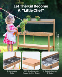 Mud Kitchen For Kids, Wooden Toy Play Kitchen Set With Accessories, Outdoor Grocery Store Playset, Pretend Play Outdoor Kitchen For Boys And Girls, Toddler Play Kitchen With Stoves And Sink
