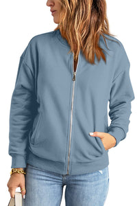 Women's Fashion Solid Color Zipper Jacket Coat