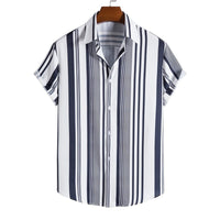 Men's Striped Fashionable Loose Short-Sleeve Shirt