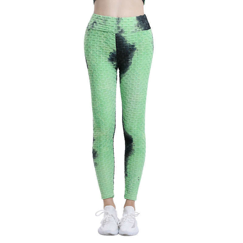 High Waist Workout Bubble Tie-dye Yoga Pants